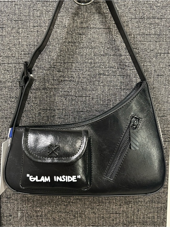 Off-White Handbags - Off-White The Jitney Black Leather Shoulder Bag with White Text